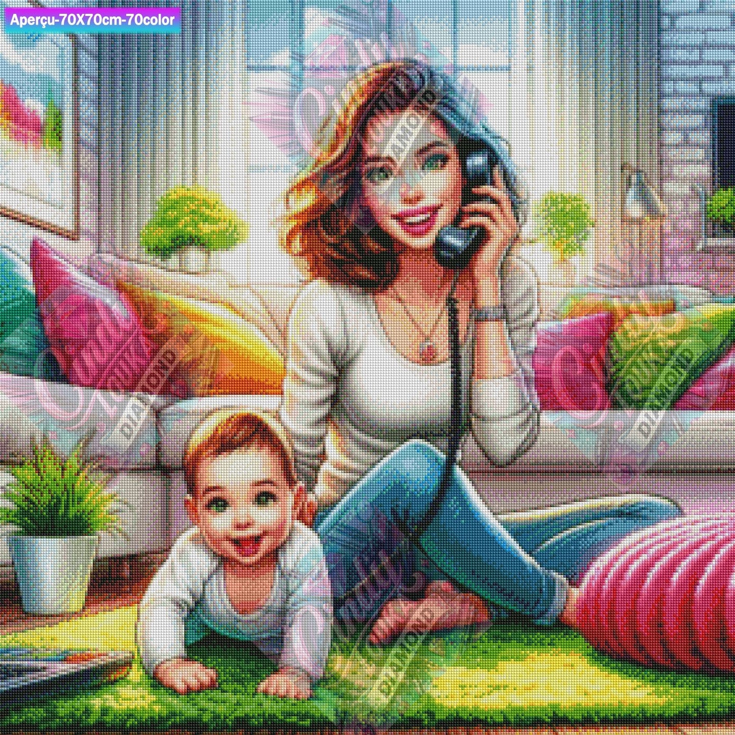 Deux cœurs aux Mille Sourires 70x70 cm