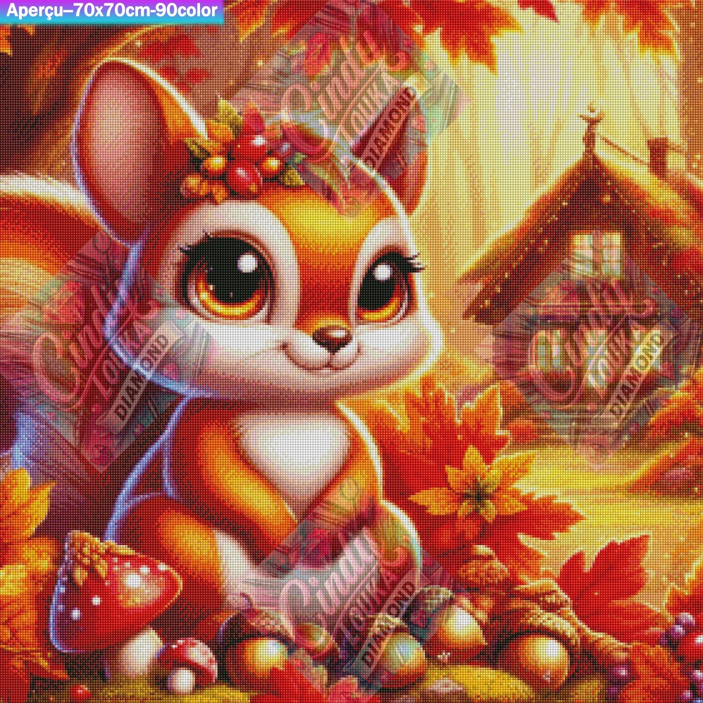 Noisettes et Feuilles Dorées 70x70 cm