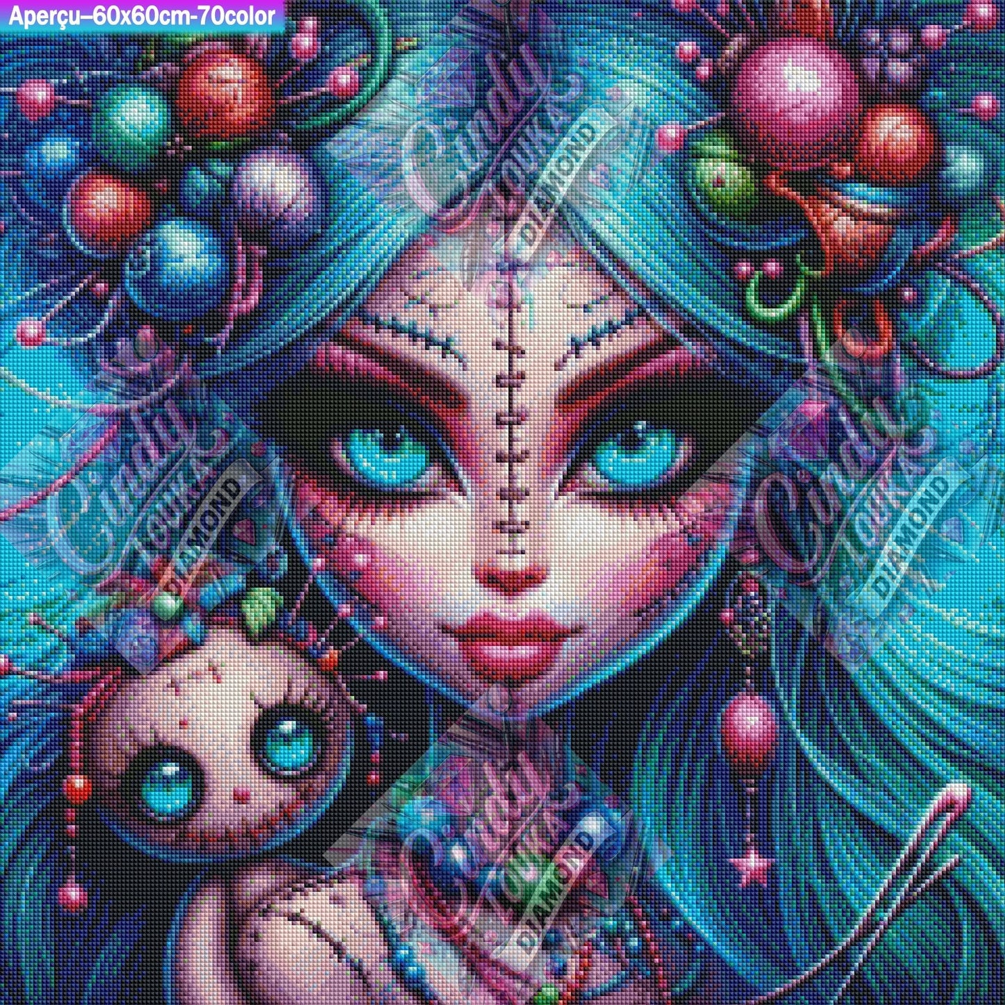 La Poupée aux Yeux Turquoise 60x60 cm