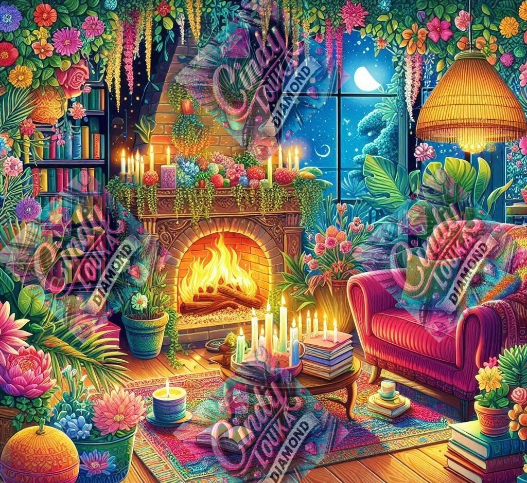 Rêve Au Coin  du Feu Fleuri 80x80 cm