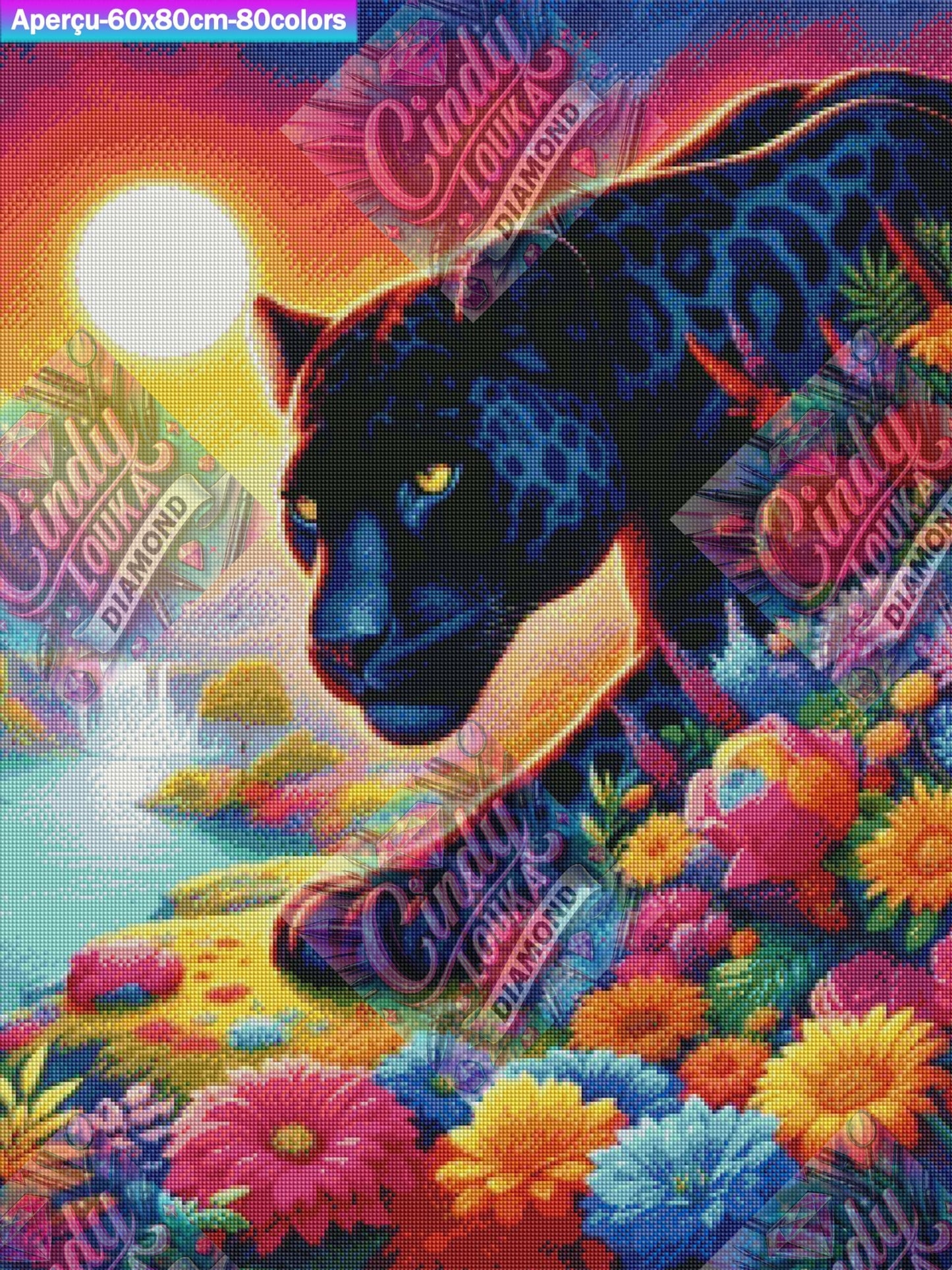 Panthère en Terre des Merveilles 60x80 cm