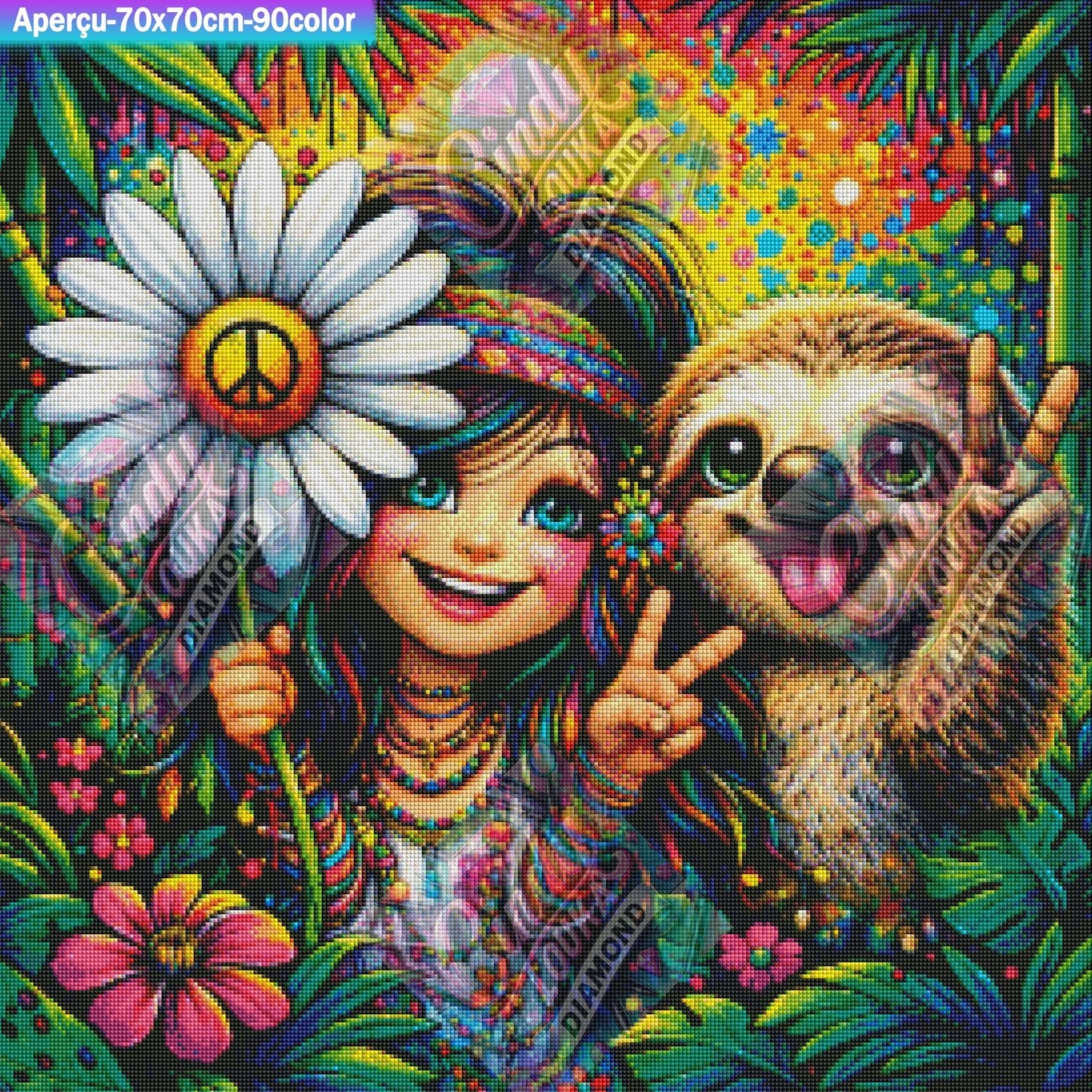 Les Amis de la Jungle Magique 70x70 cm