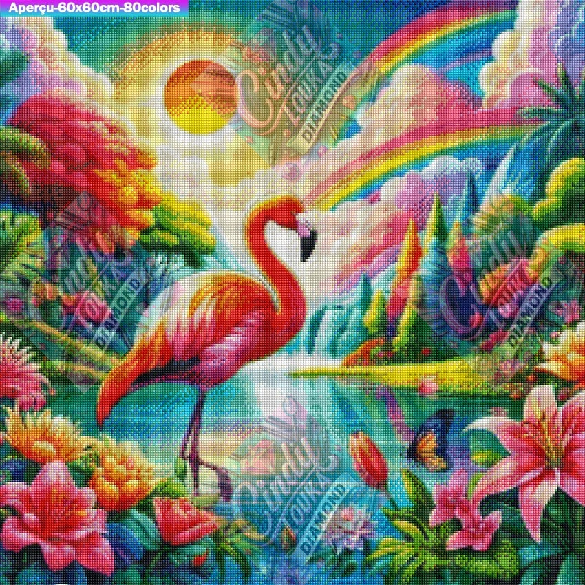 Le Monde Coloré du Flamant Rose 60x60 cm