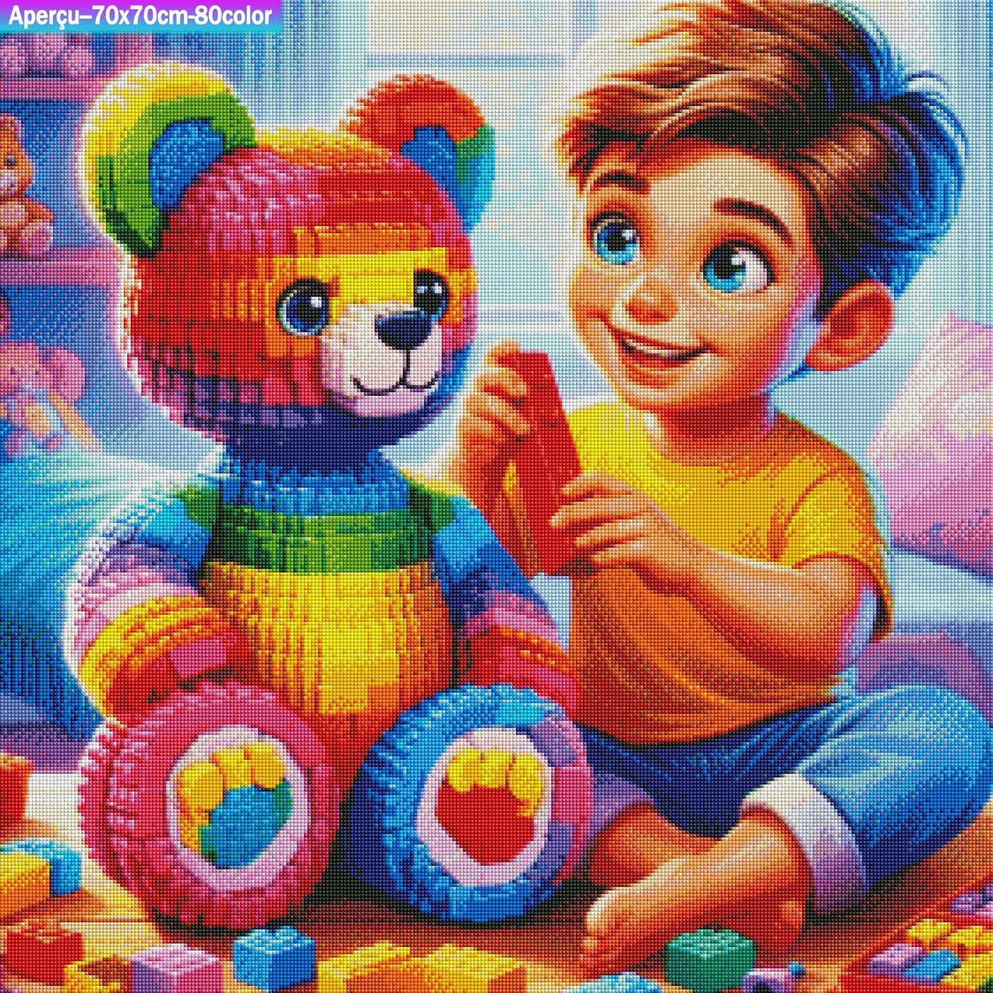L’Ours Pixelisé des Merveilles 70x70 cm