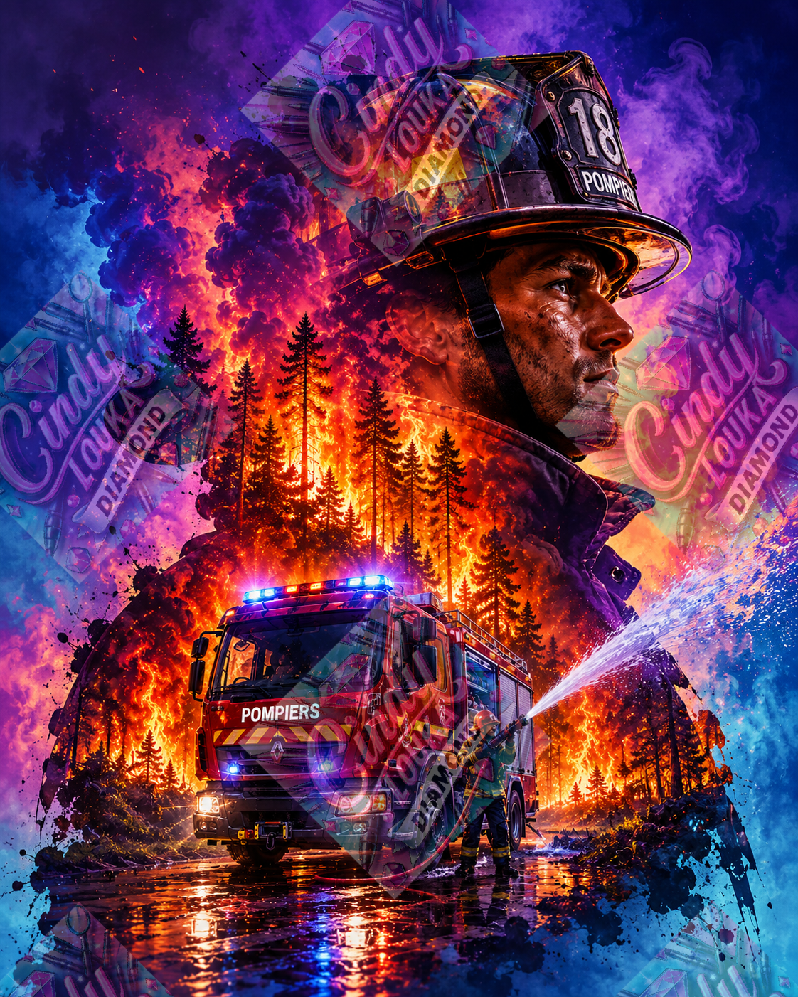 Au Cœur des Flammes 60x80 cm