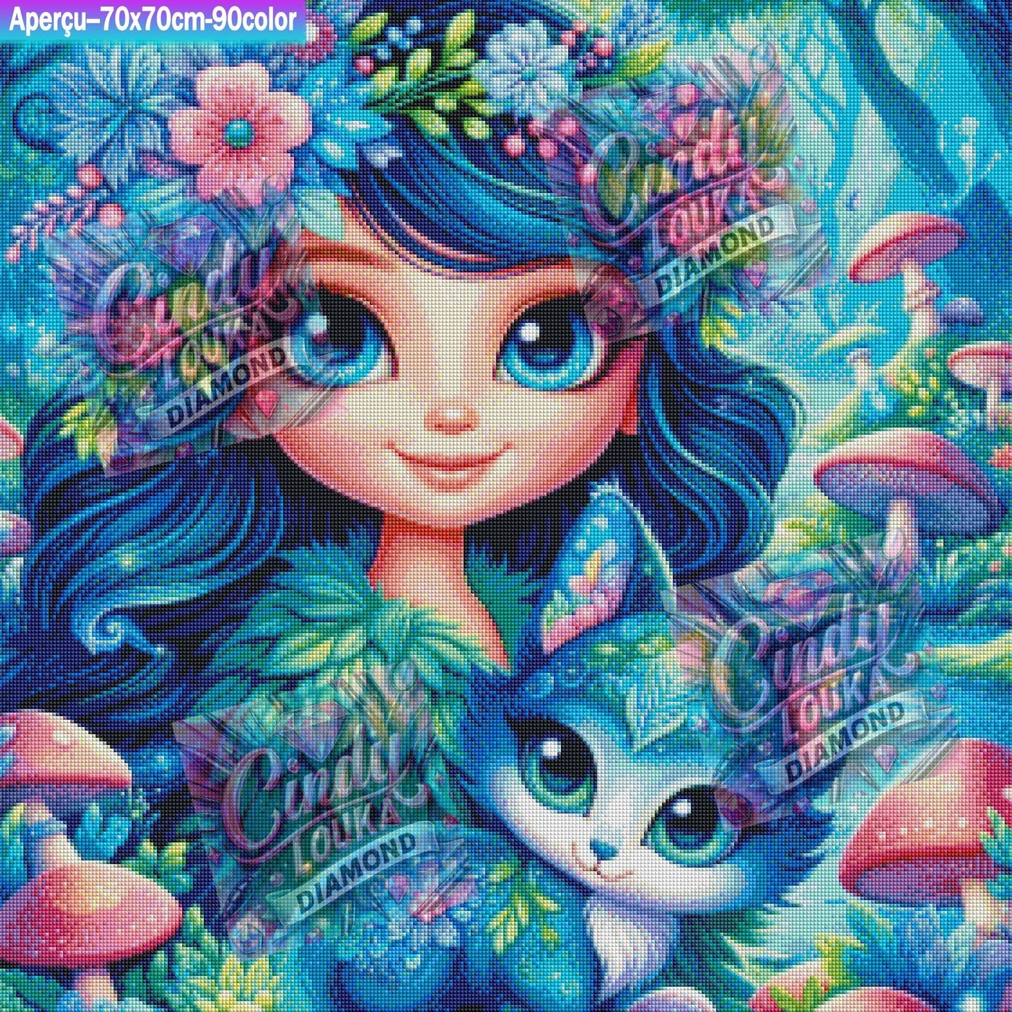 La Petite Fée des Champignons 70x70 cm