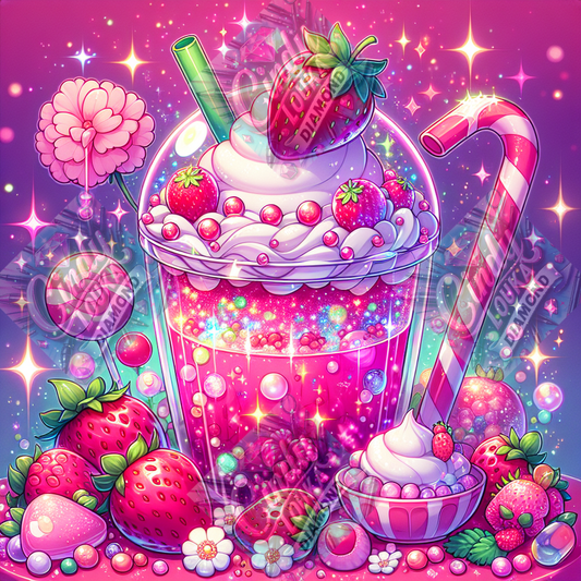 Milkshake Fraise Acidulé 50x50 cm