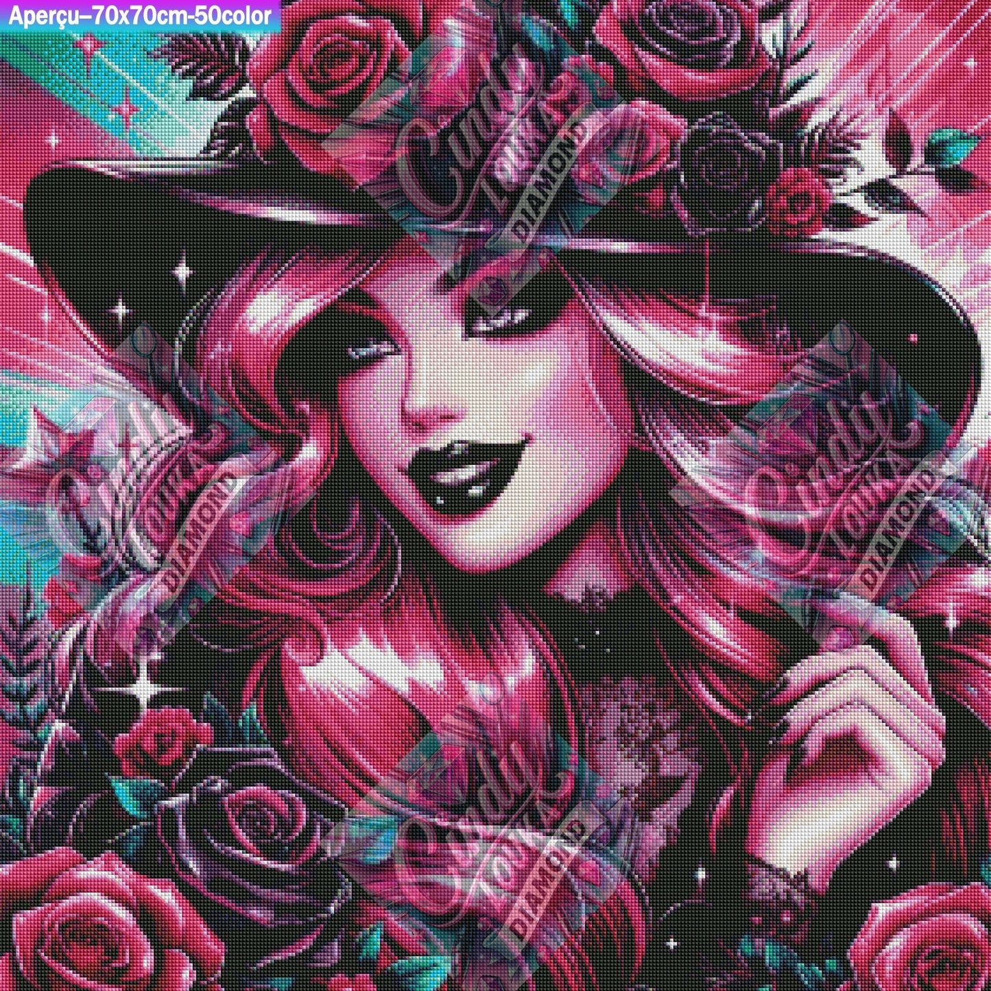 Reine des Roses Électriques 70x70 cm