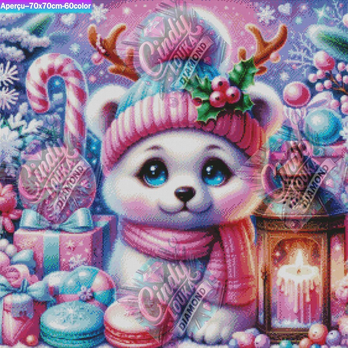 Ourson Magique de Noël  70x70 cm