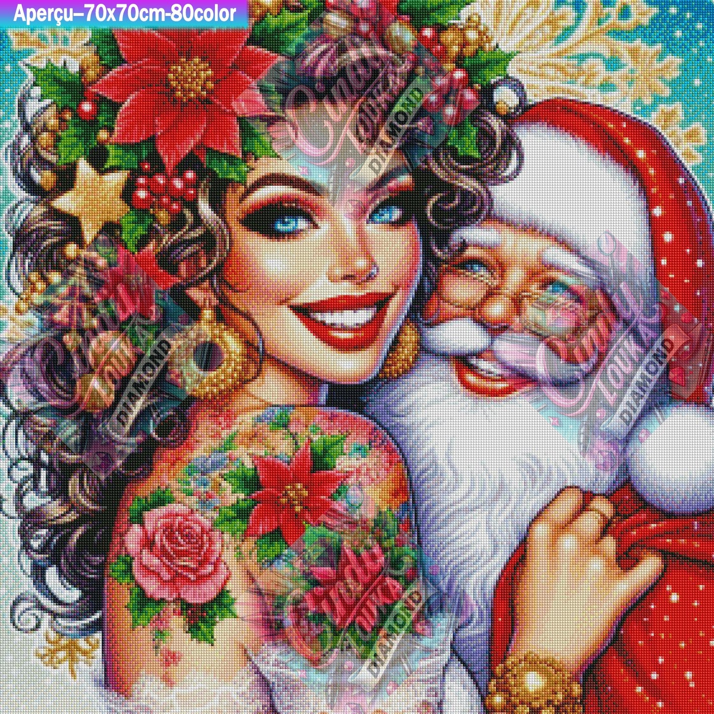 La Belle Et Le Père Noël 70x70 cm