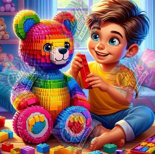L’Ours Pixelisé des Merveilles 70x70 cm