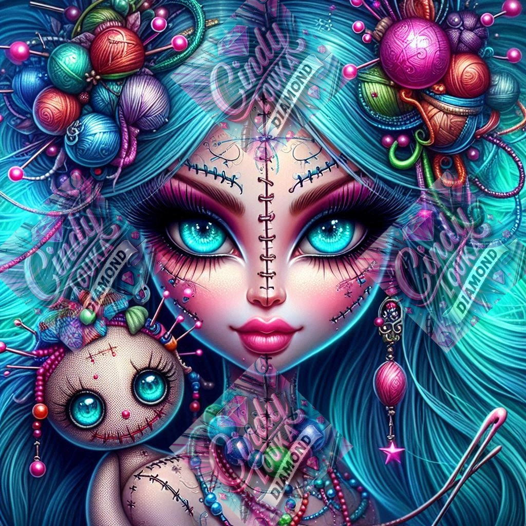 La Poupée aux Yeux Turquoise 60x60 cm