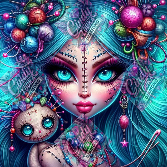 La Poupée aux Yeux Turquoise 60x60 cm