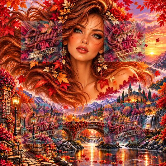 La Belle des Feuilles Rouges 85x85 cm