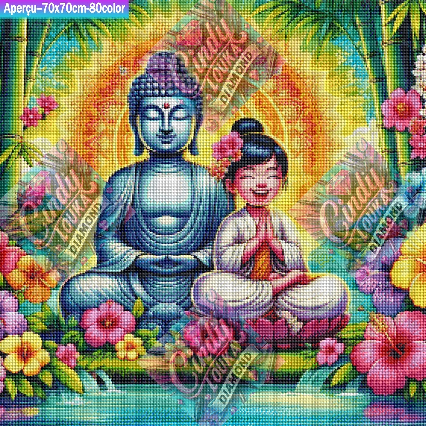 Bouddha et l’Enfant Soleil 70x70 cm
