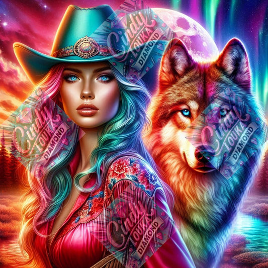 La Cowgirl Des Terres Mystiques 70x70 cm