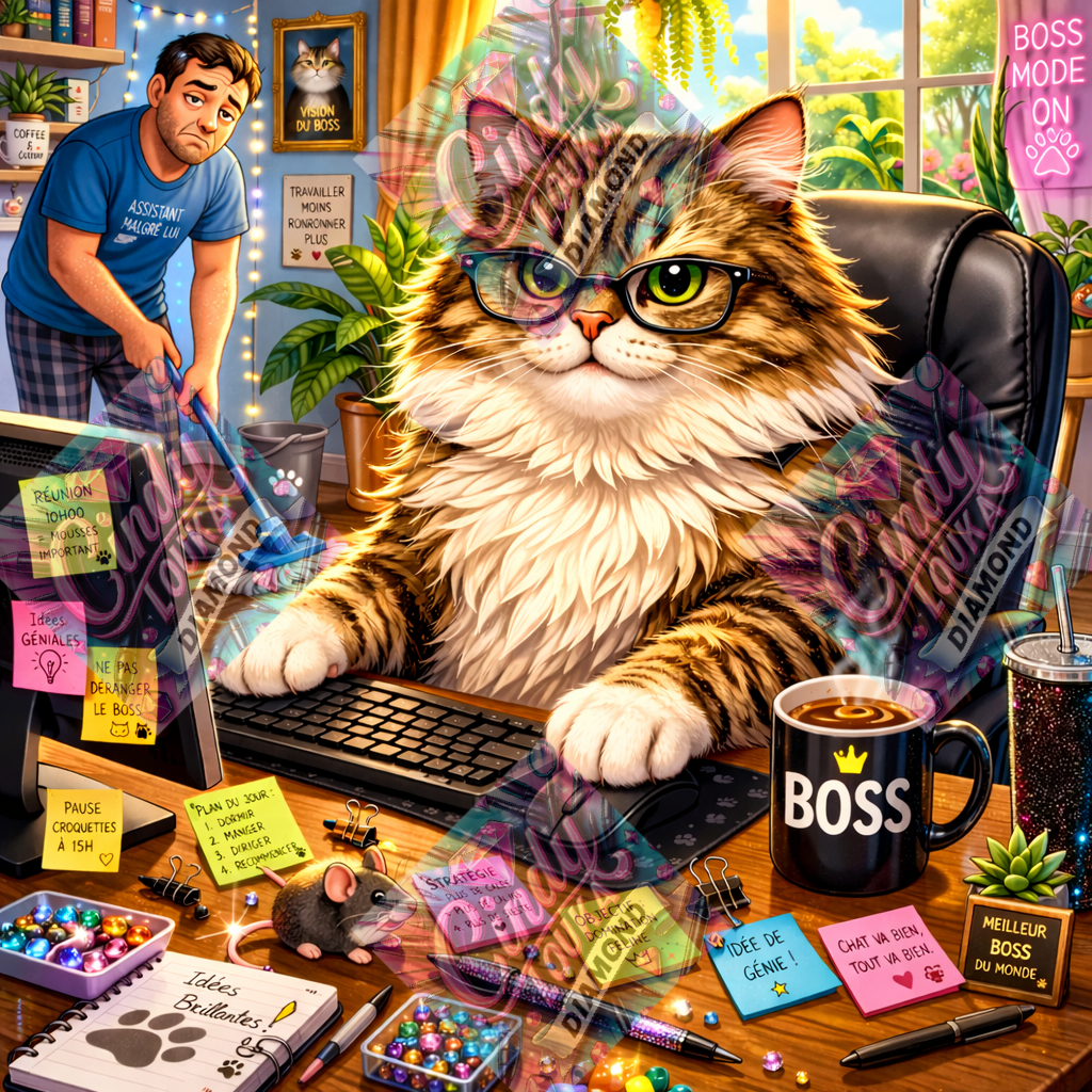 Chat alors… quel boss ! 70x70 cm