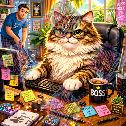 Chat alors… quel boss ! 70x70 cm