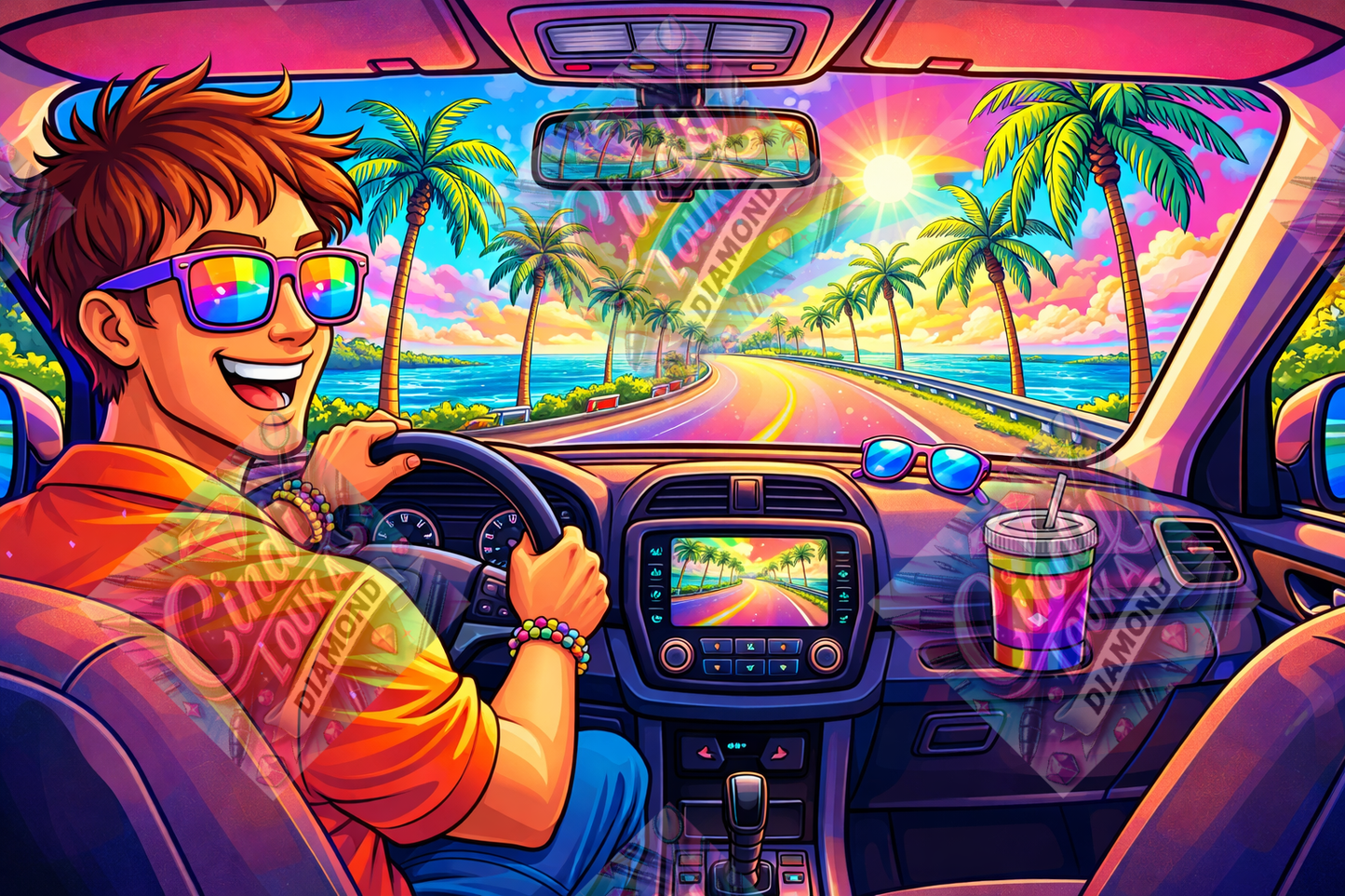 Road Trip sous les Palmiers 60x90 cm
