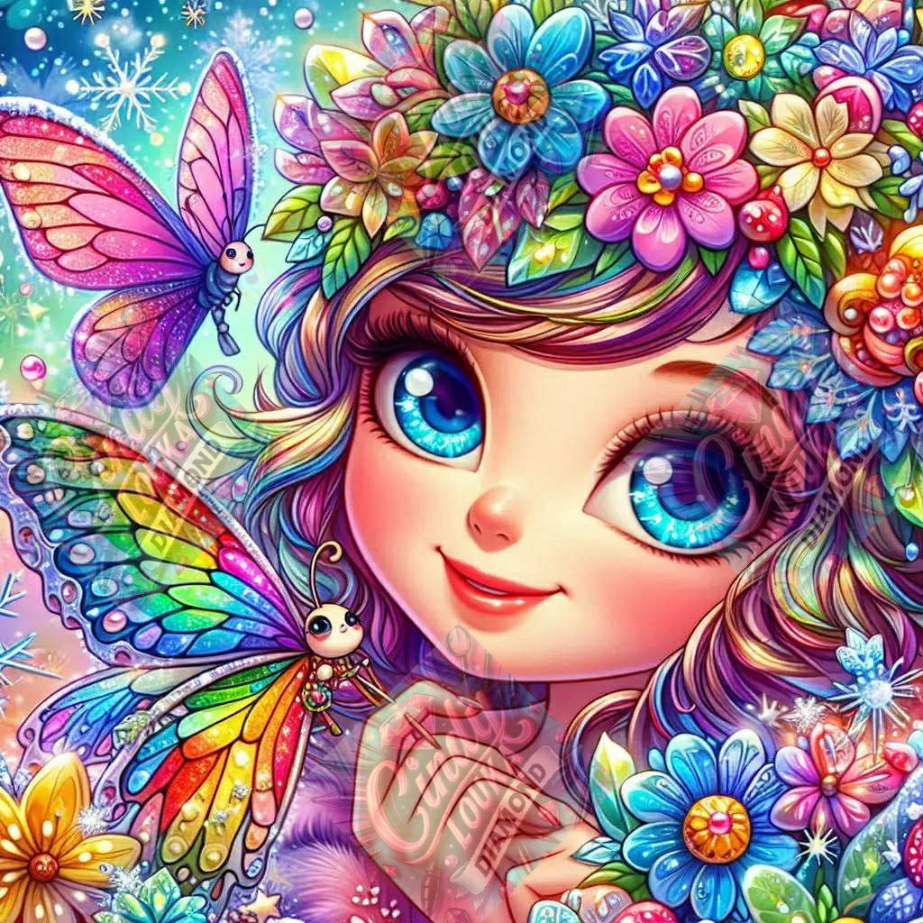 Mademoiselle Fleurs Enchantées 70x70 cm