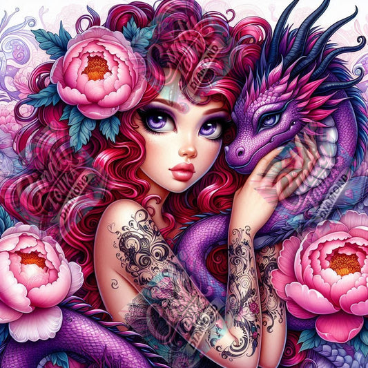 Fleur de Dragon, Cœur de Femme 70x70 cm