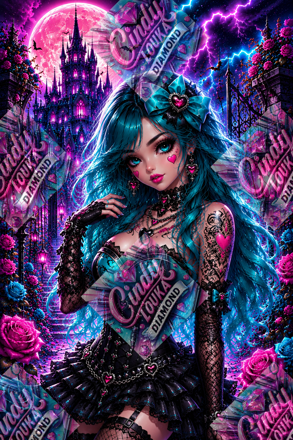 Sous La Lune Rose 60x90 cm