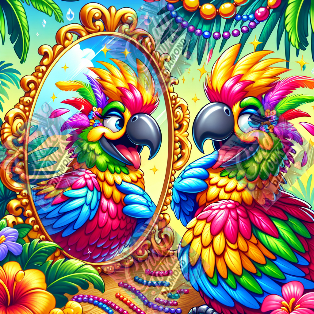 Miroir, Mon Beau Perroquet ! 70x70 cm