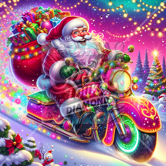 A Toute Allure Le Père Noël 70x70 cm