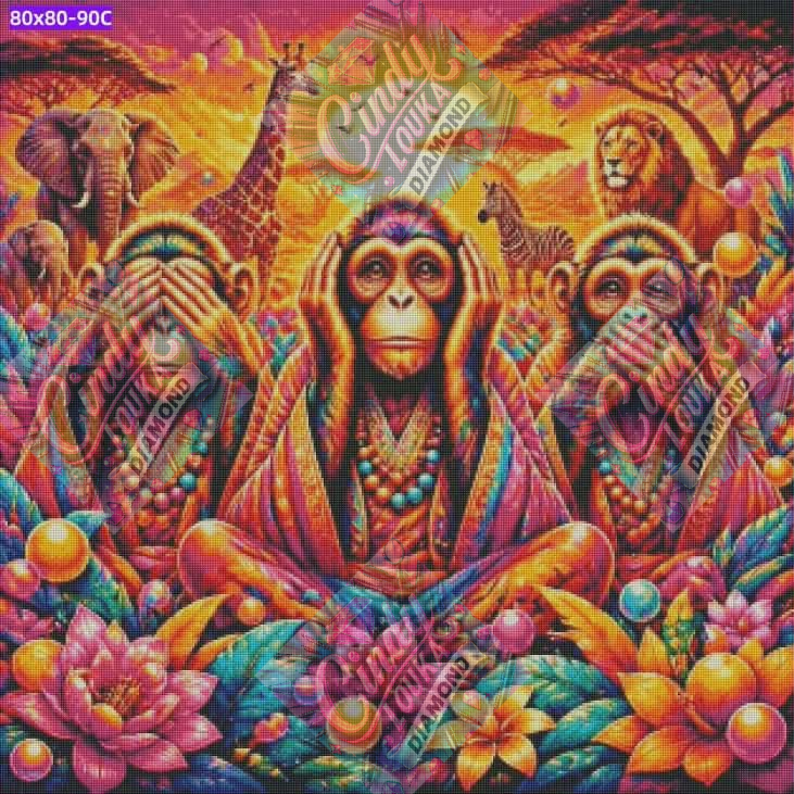 Les Trois Sages du Soleil 80x80 cm