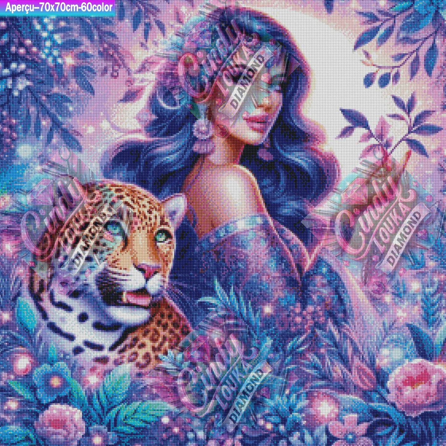 Lune de Saphir et Cœur de Jaguar 70x70 cm