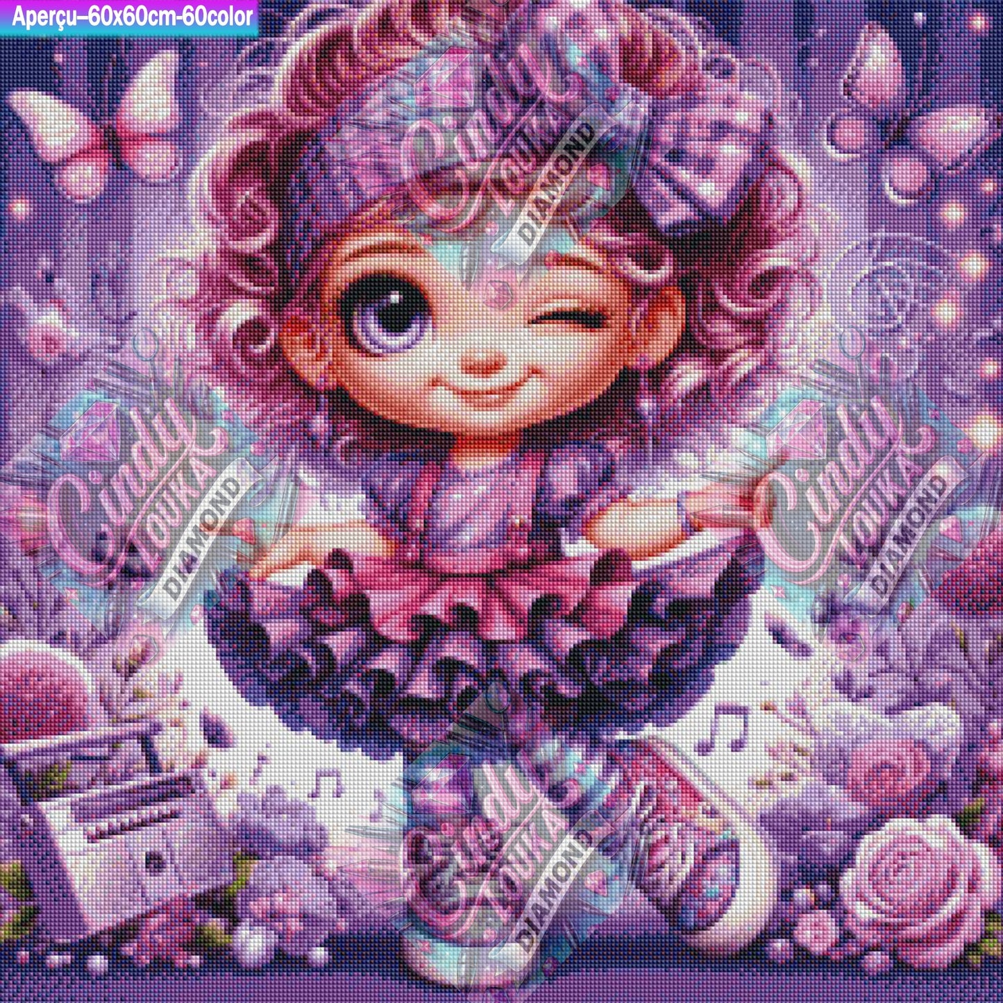 Ptite Danseuse des Papillons 60x60 cm