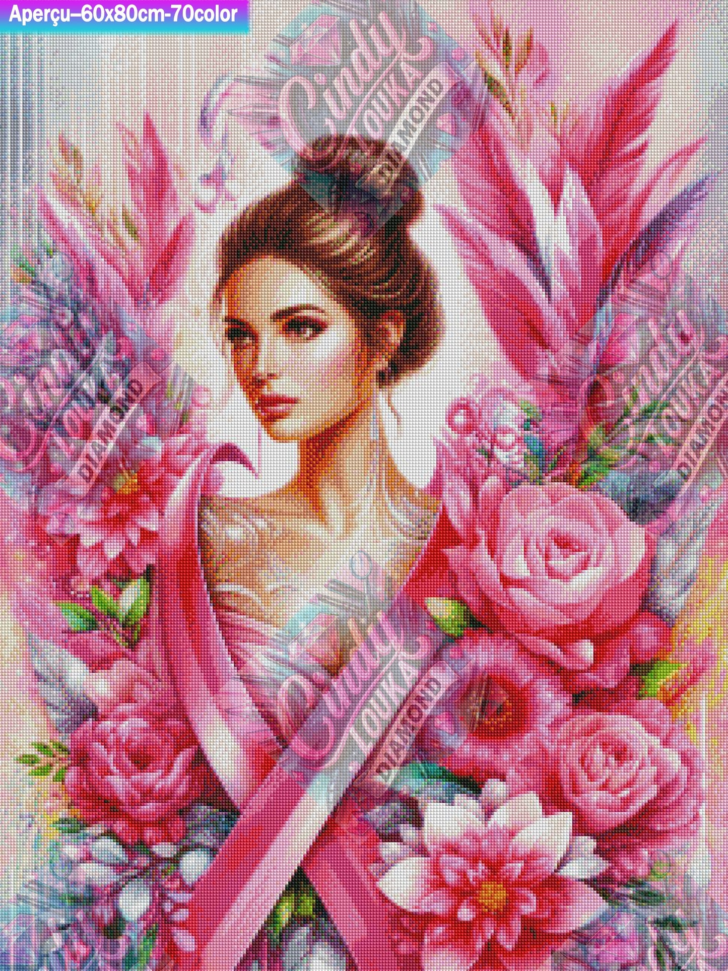 Au cœur Du Ruban Rose 60x80 cm