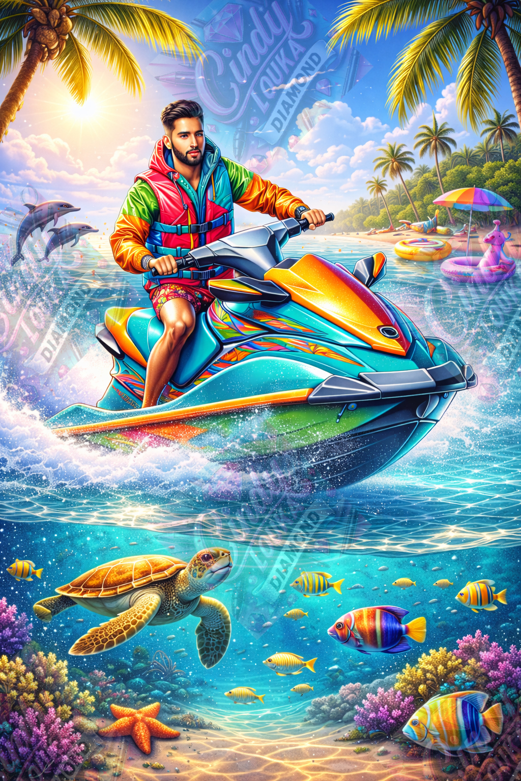 Jet-Ski Paradise 60x90 cm