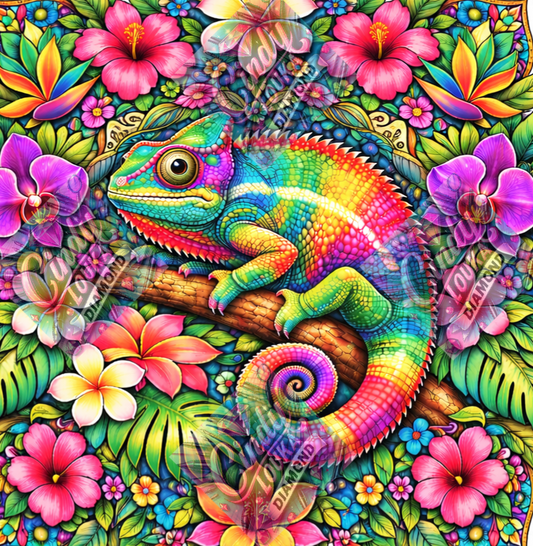 Caméléon Mandala Exotique 70x70 cm