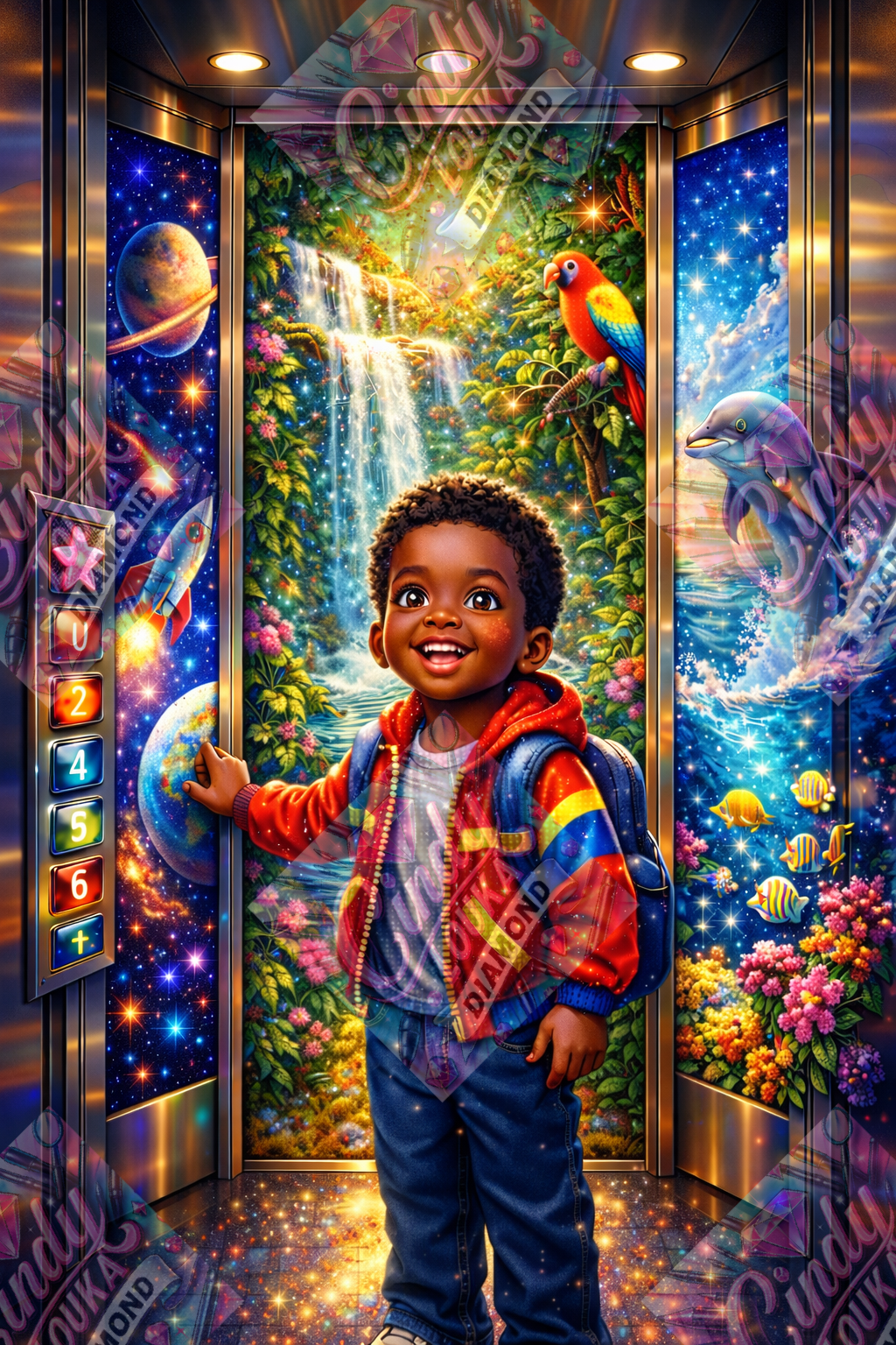 L’Ascenseur des Mondes Enchantés 60x90 cm