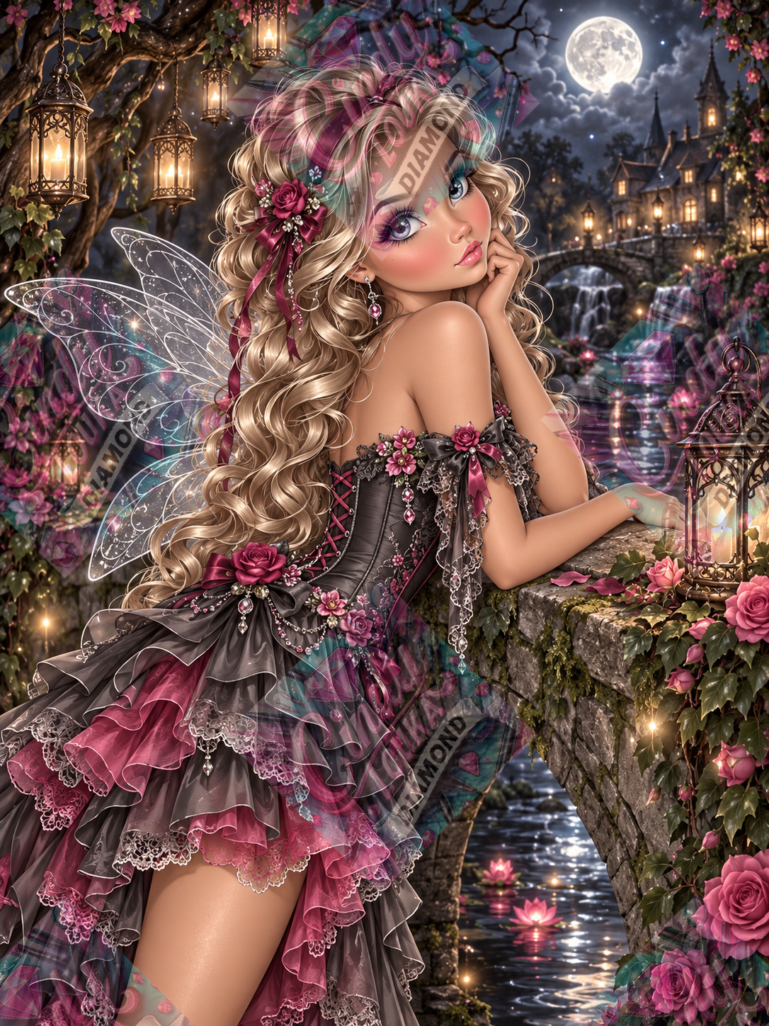 La Fée aux Roses de Minuit 60x80 cm