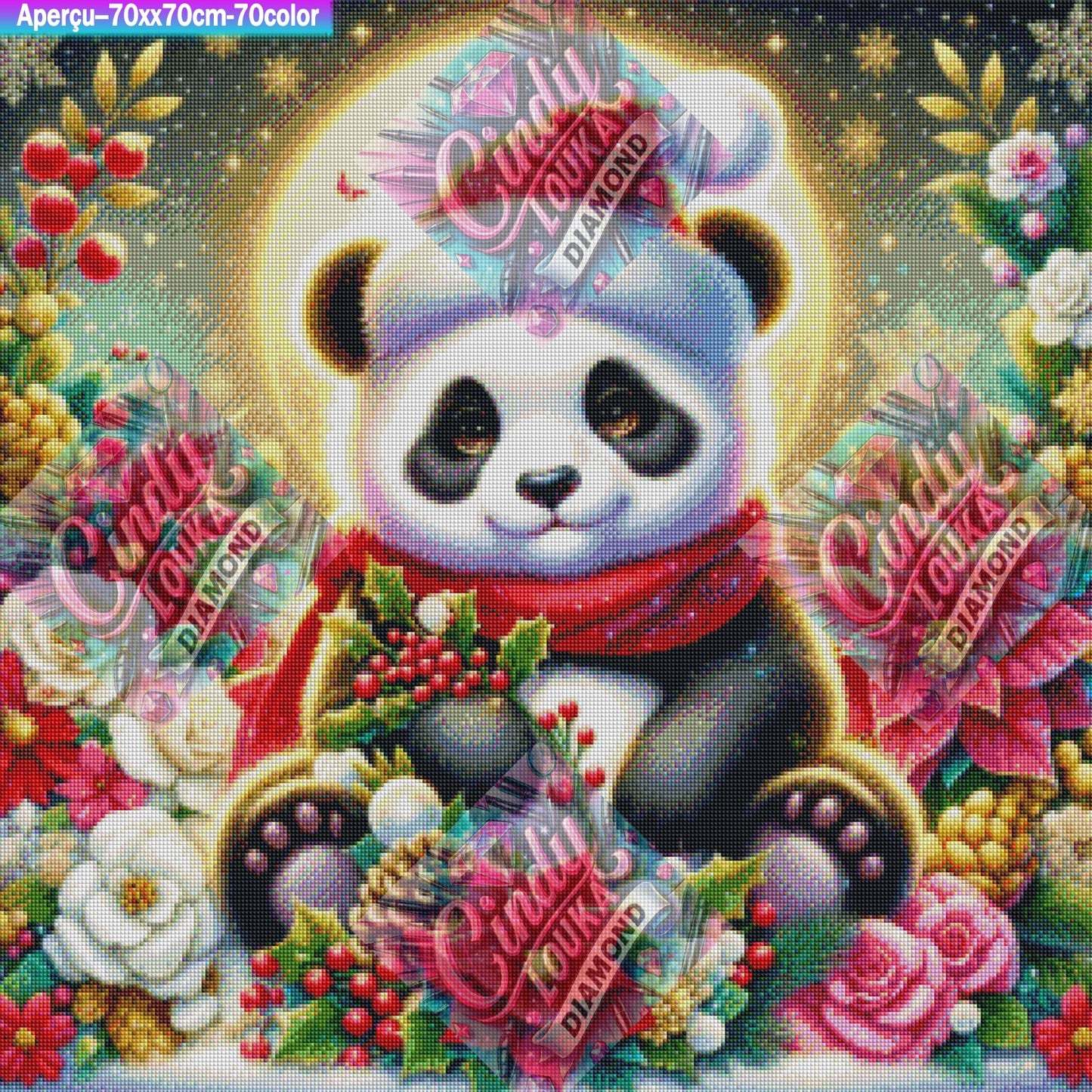 Lune de Velours et Cœur de Panda 70x70 cm