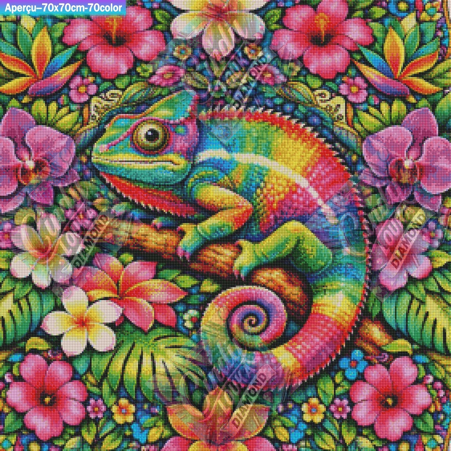 Caméléon Mandala Exotique 70x70 cm