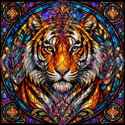Sous l Éclat du Tigre 80x80 cm
