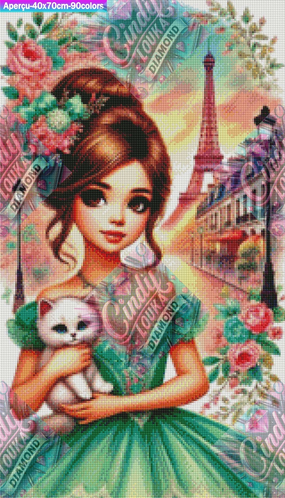 Paris en Fleurs et en Dentelle 40x70 cm