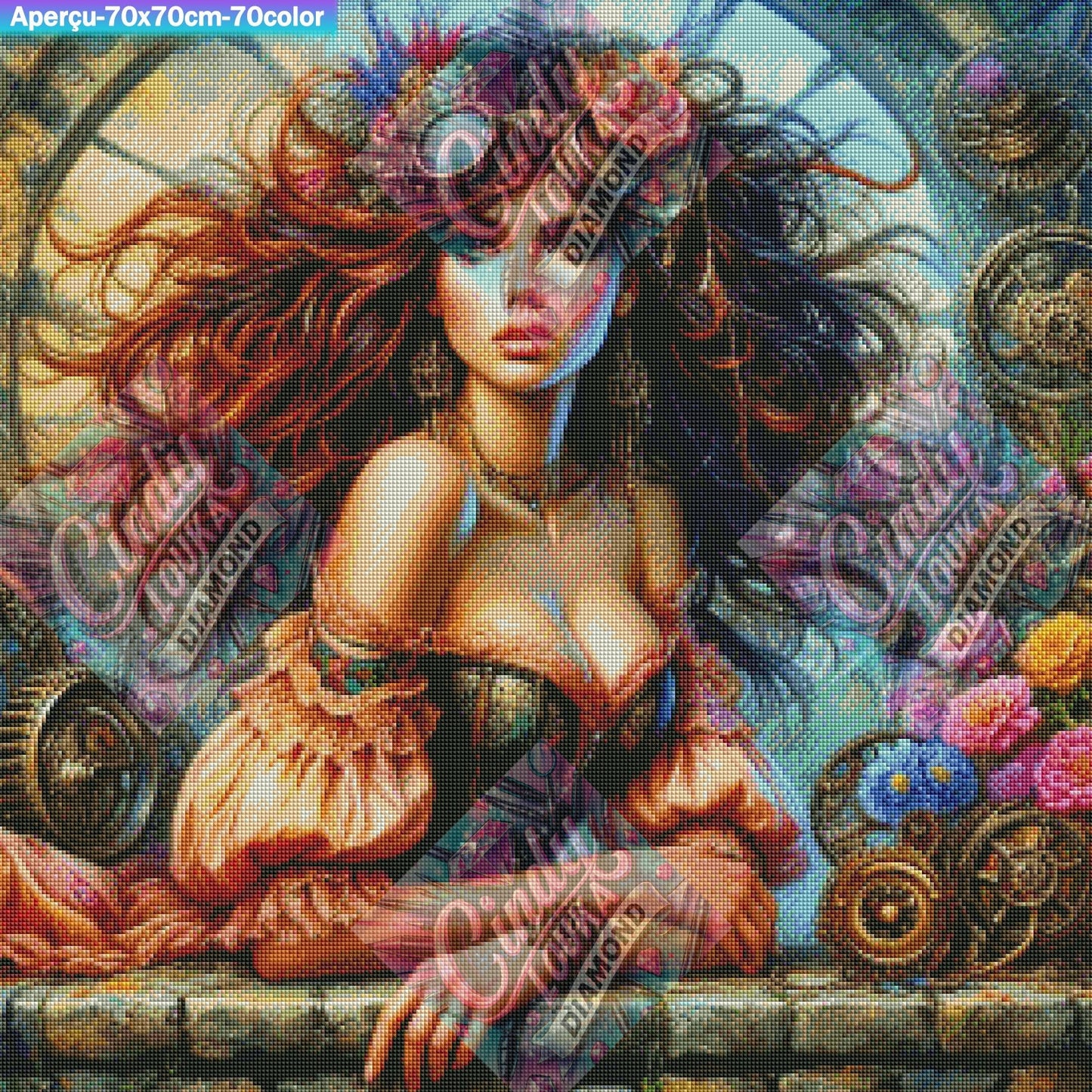 La Gardienne des Rouages 70x70 cm